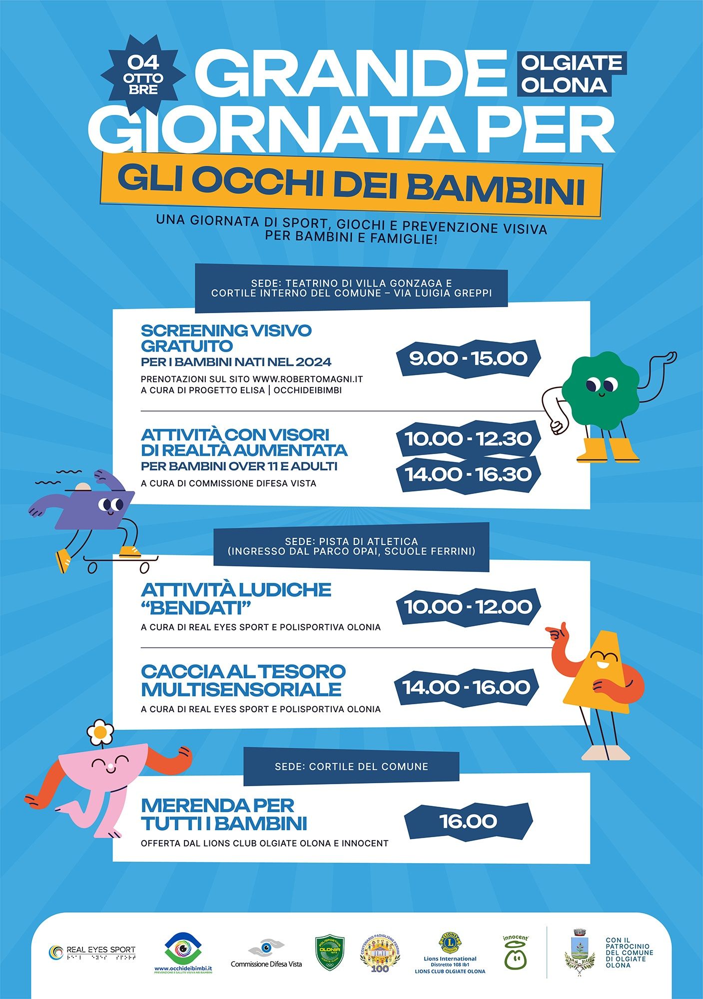 Olgiate Olona, 4 ottobre 2025 “Vista e Sport” giornata internazionale della vistaOcchiDeiBimbi, CDV ETS e REAL EYES Sport organizzano un’iniziativa dedicata a prevenzione, gioco e inclusione.